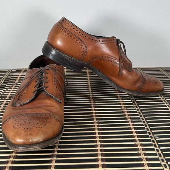 Allen Edmonds Sanford Walnut Brogue Cap Toe Leather Derby Dress Shoes Size 9.5 main image 5